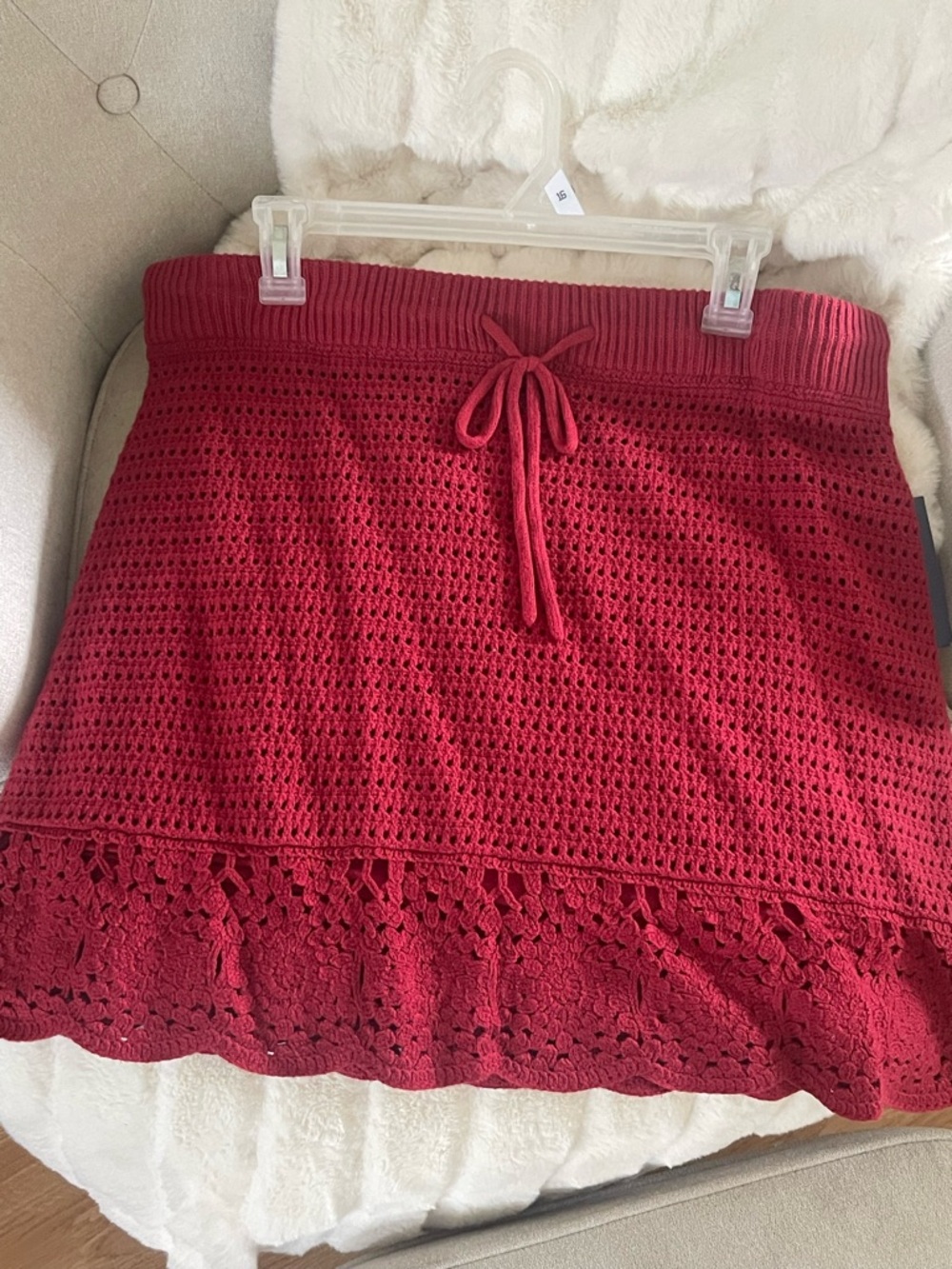 Universal Thread Crochet Mini Skirt in Burgundy Red